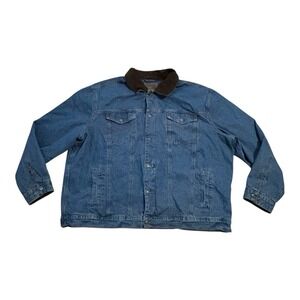 Legendary Stockyards Chore Coat Men 3XL Blue Denim Corduroy Collar Blanket Lined